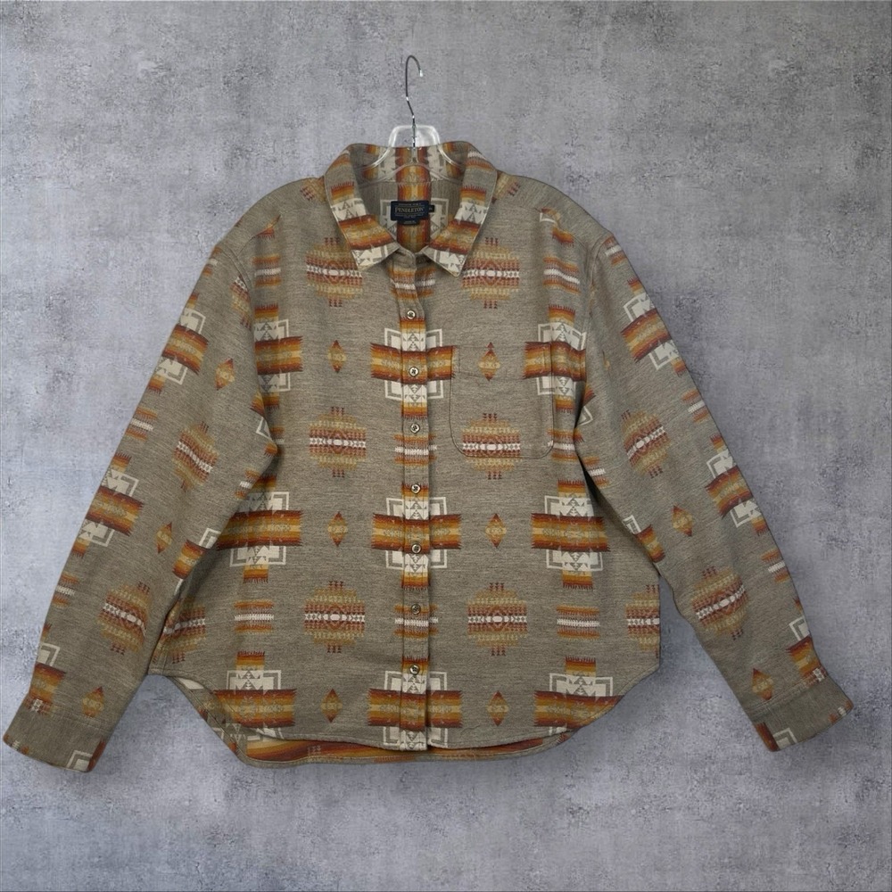 Pendleton Beige And Orange Button Down Shirt - image 1